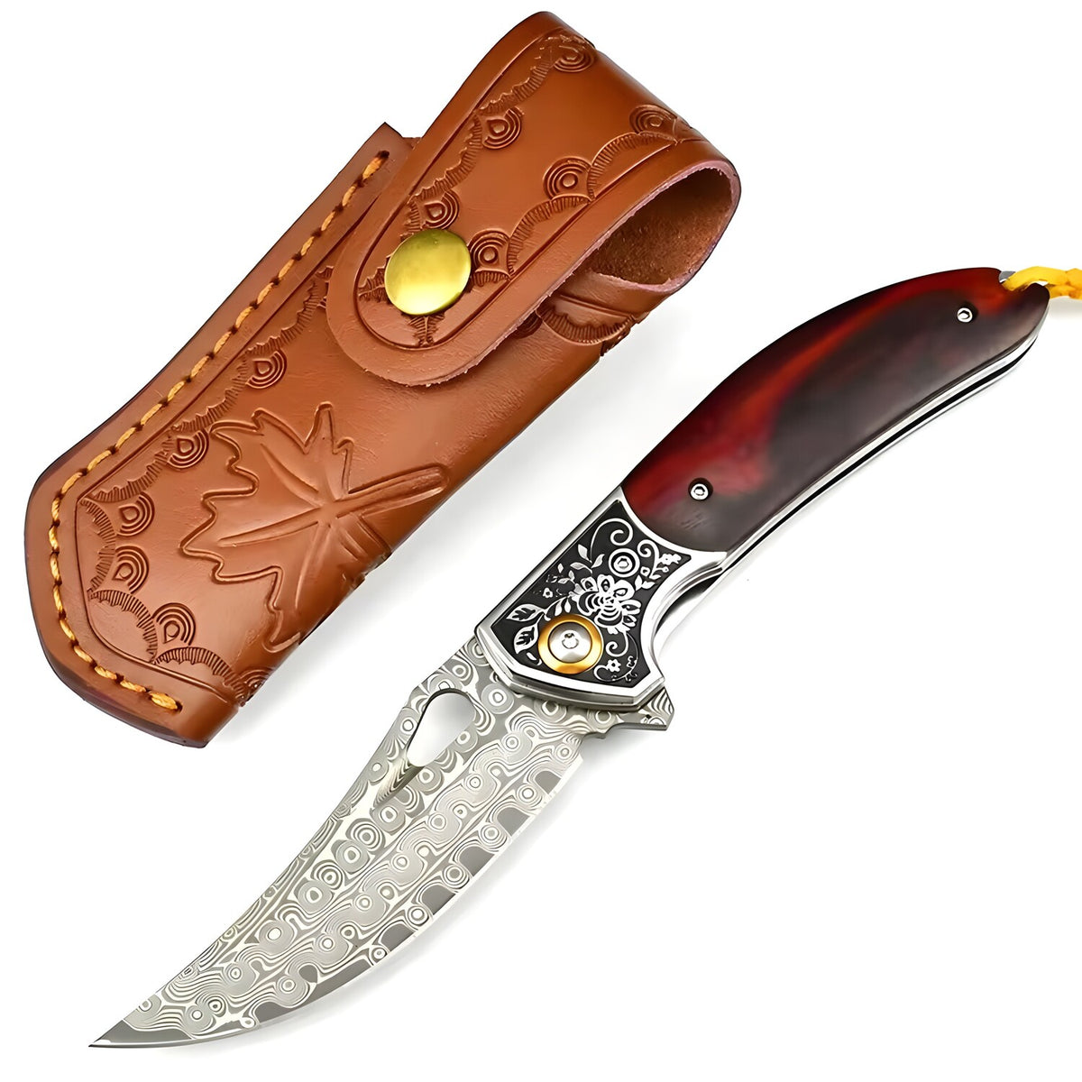 Damaskovski vanjski sklopivi nož ME-31696 - Smeđa KP31696