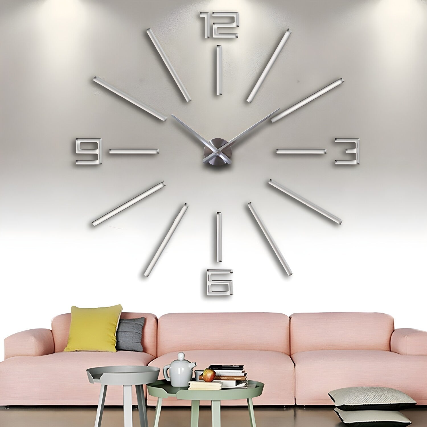 Zidni naljepivi sat MI-16517 - Srebrna KP16517