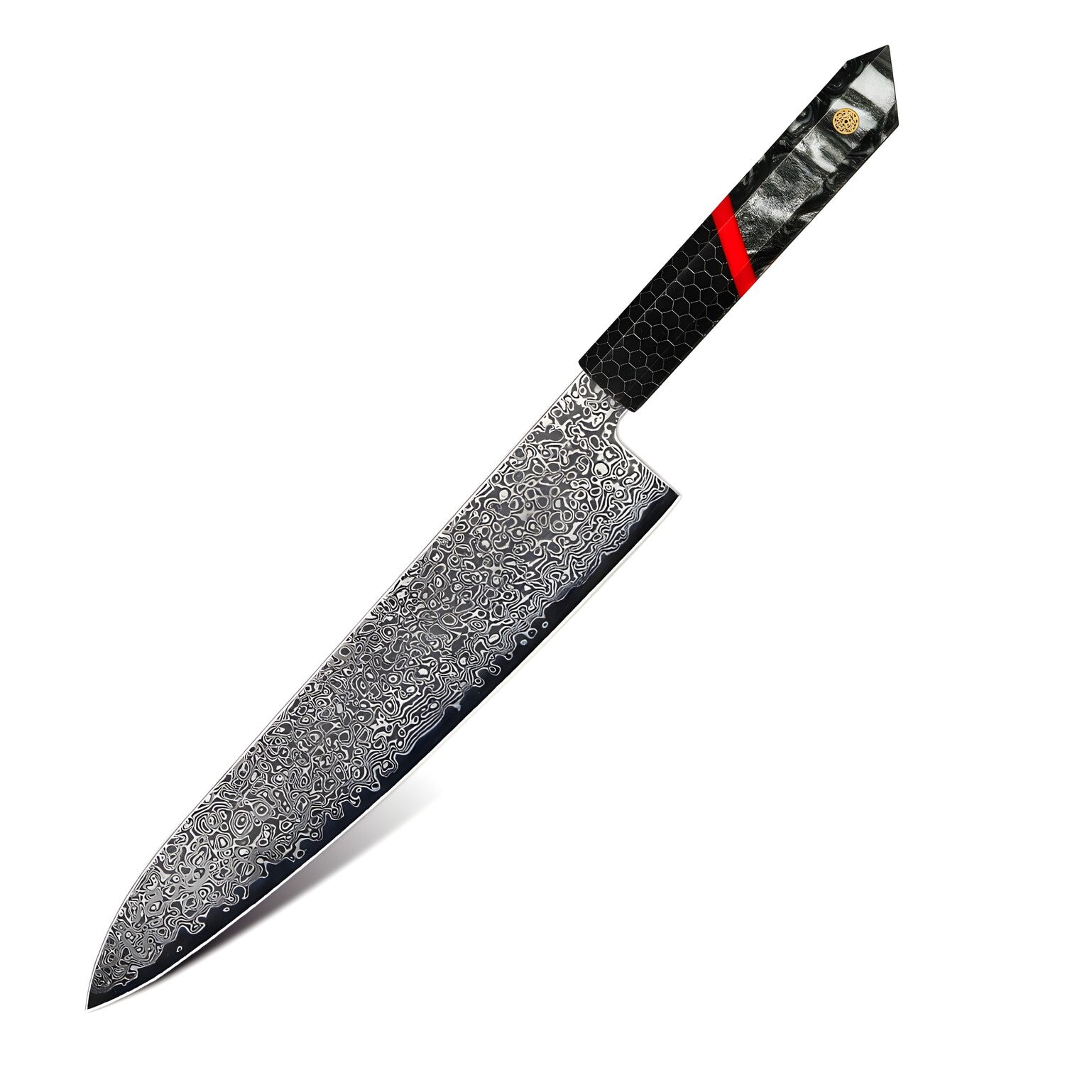Damaskasti kuhinjski nož ZA-37455 - Chef / Crna / Crvena KP37455