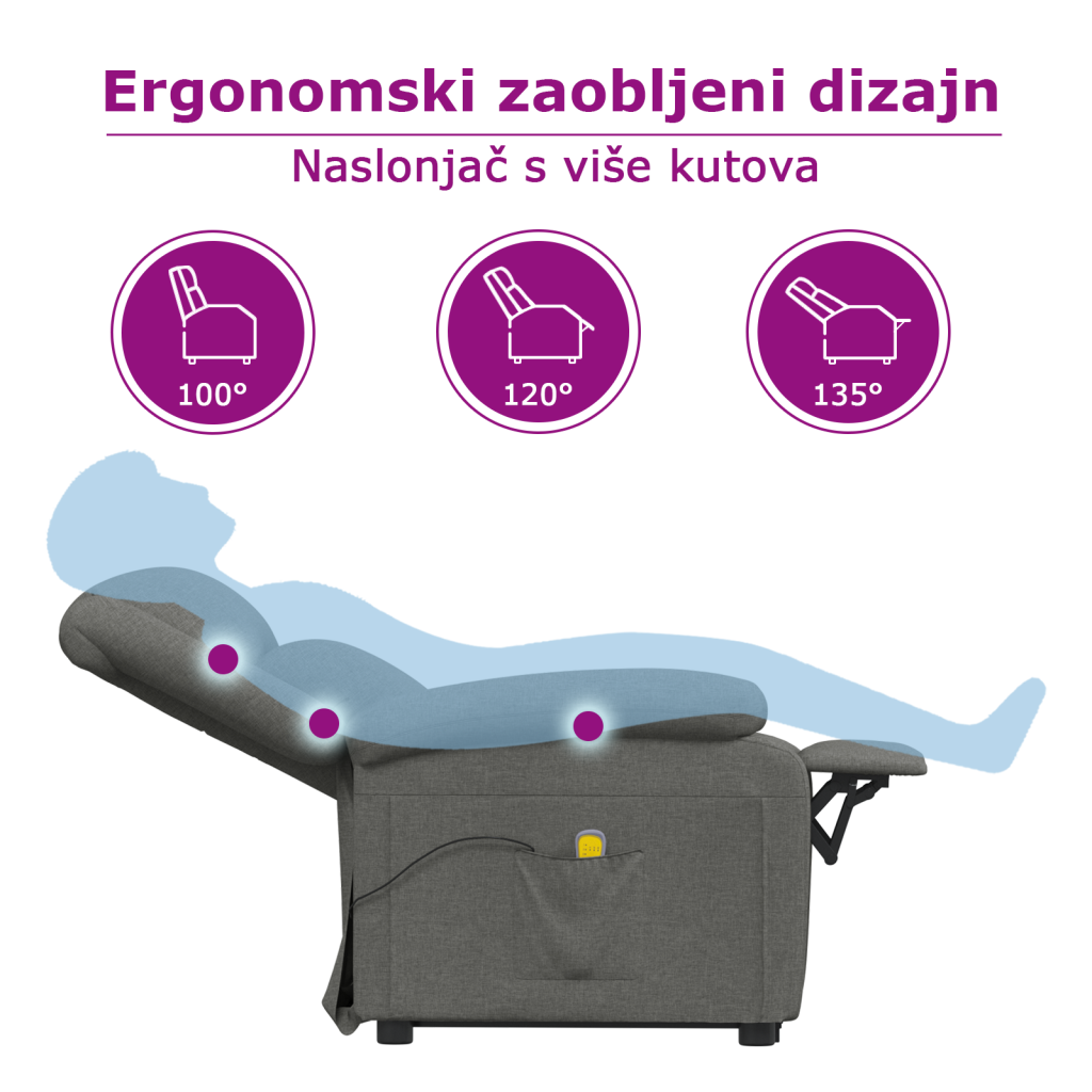 Fotelja na podizanje od umjetne kože antracit