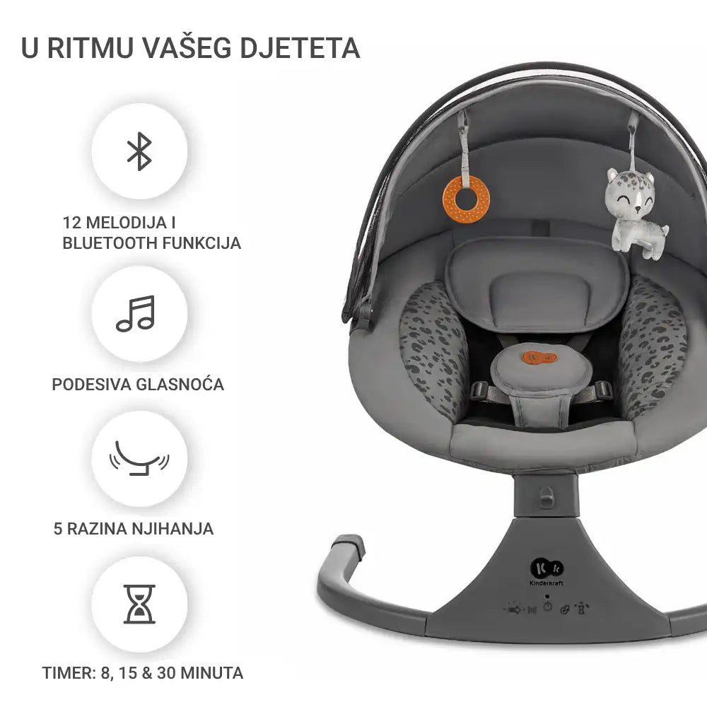 Kinderkraft Električna njihaljka LUMI 2, Dark Grey