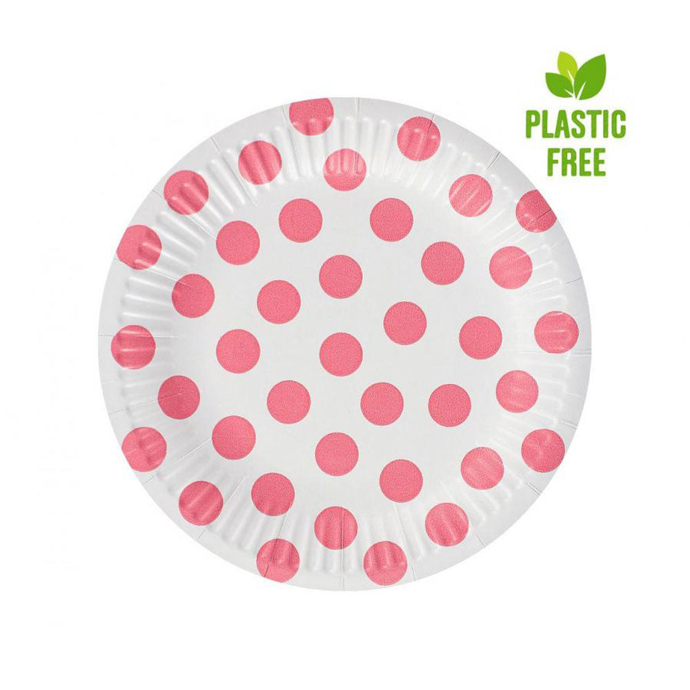 Tanjuri papirnati Dots 18cm 6kom Roza