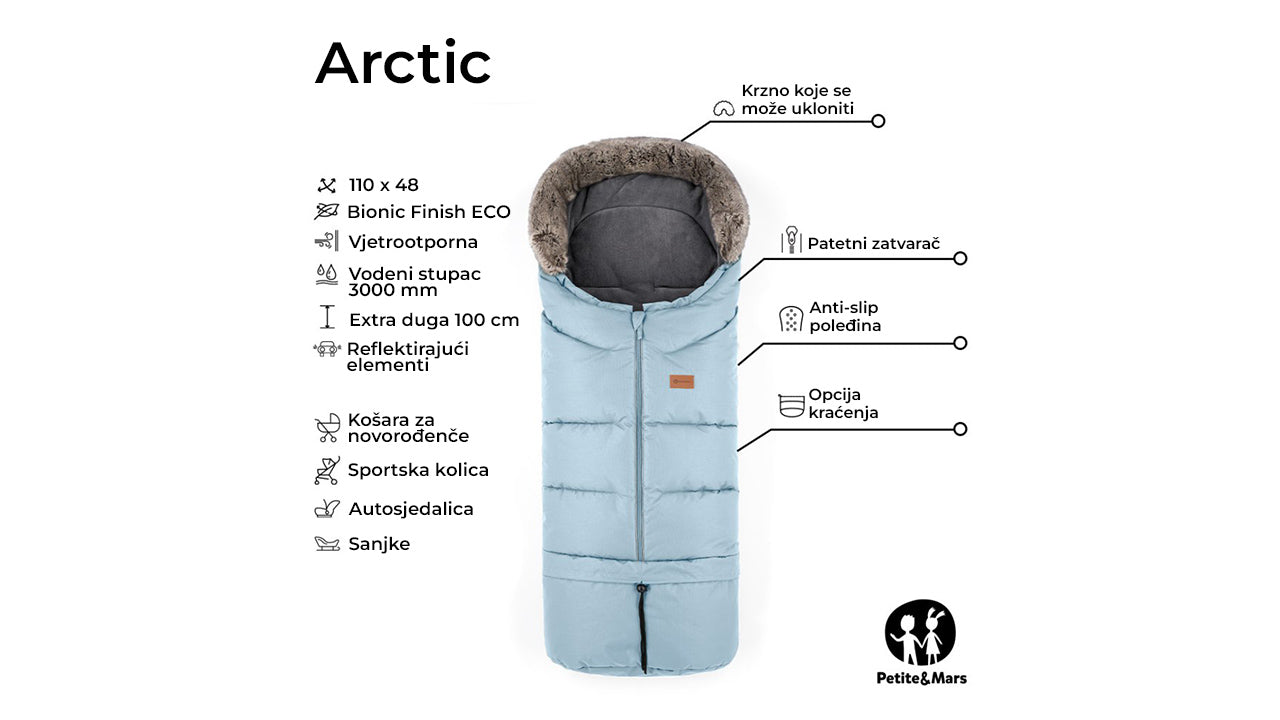 PETITE&MARS Footmuff Arctic 4 u 1 zimska vreća za kolica, Forever Black