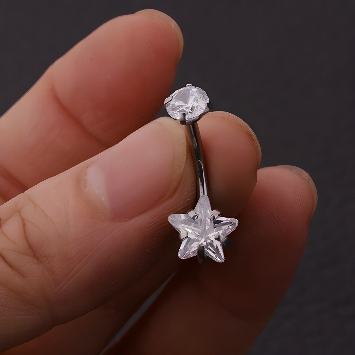 Piercing naušnica LI-23613 - Srebrna / Zvijezda KP23613