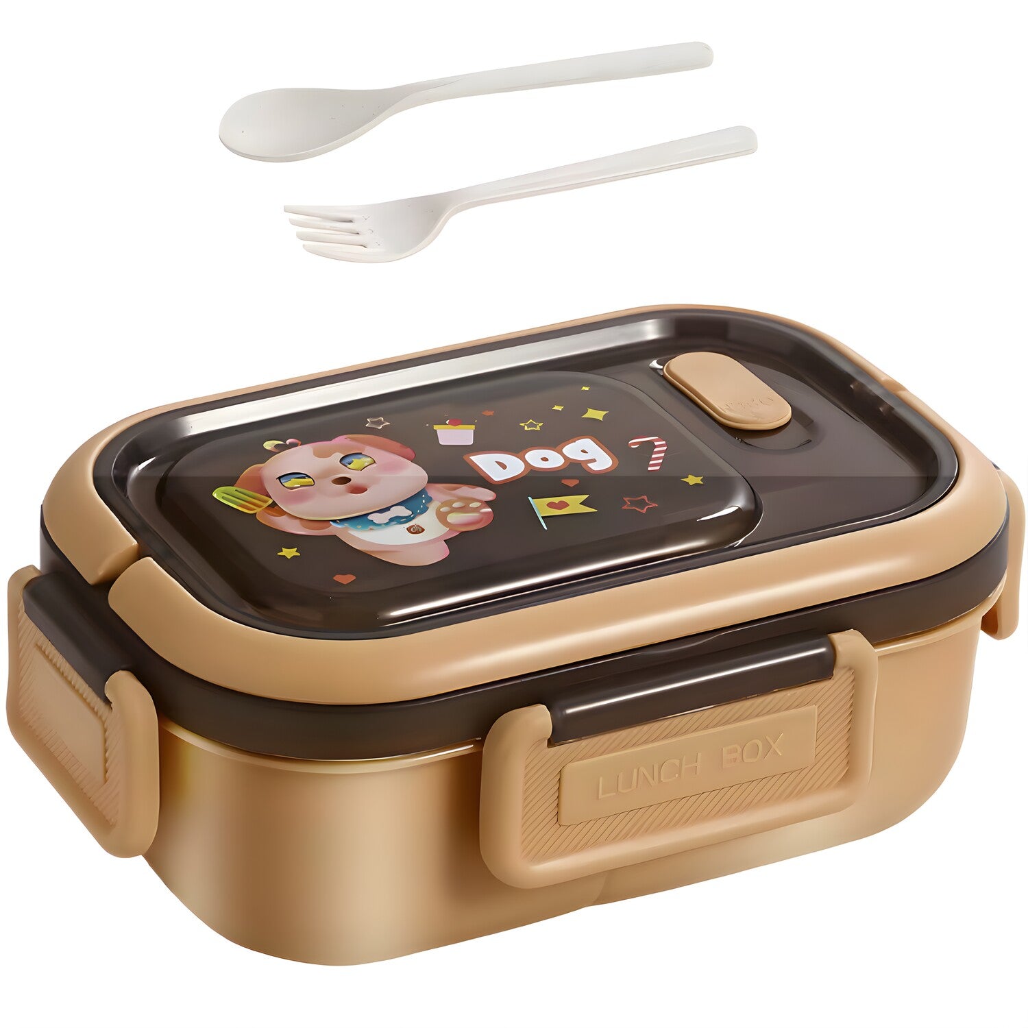 Lunchbox s pregradama i priborom - Smeđa / Psić KP39099
