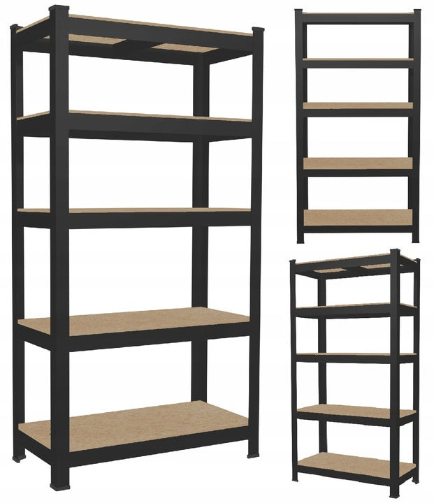 Polica s 5 razina 180 x 90 x 30 cm (nosivost 875 kg) - crna