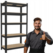 Polica s 5 razina 180 x 90 x 30 cm (nosivost 875 kg) - crna