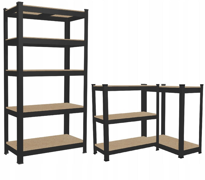 Polica s 5 razina 180 x 90 x 30 cm (nosivost 875 kg) - crna