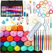 Set za heklanje u vrećici XXL - 113 komada (Heklane igle 2,0–6,0 mm + 40 konaca za heklanje)