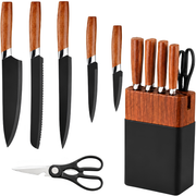 Set kuhinjskih noževa s postoljem XR - 40859 - Crna / Smeđa KP40859