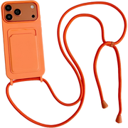 Silikonska torbica s pretincem za karticu i crossbody remenom za iPhone 17 Pro / 18 Pro - Narančasta KP41259