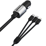 Adapter za auto Dudao 3u1 s Lightning / USB - C / micro USB kabelom - Crna KP41428