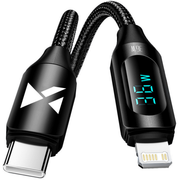 Kabel za punjenje Wozinsky USB - C / Lightning 36W s LED zaslonom - Crna / 1m KP41458