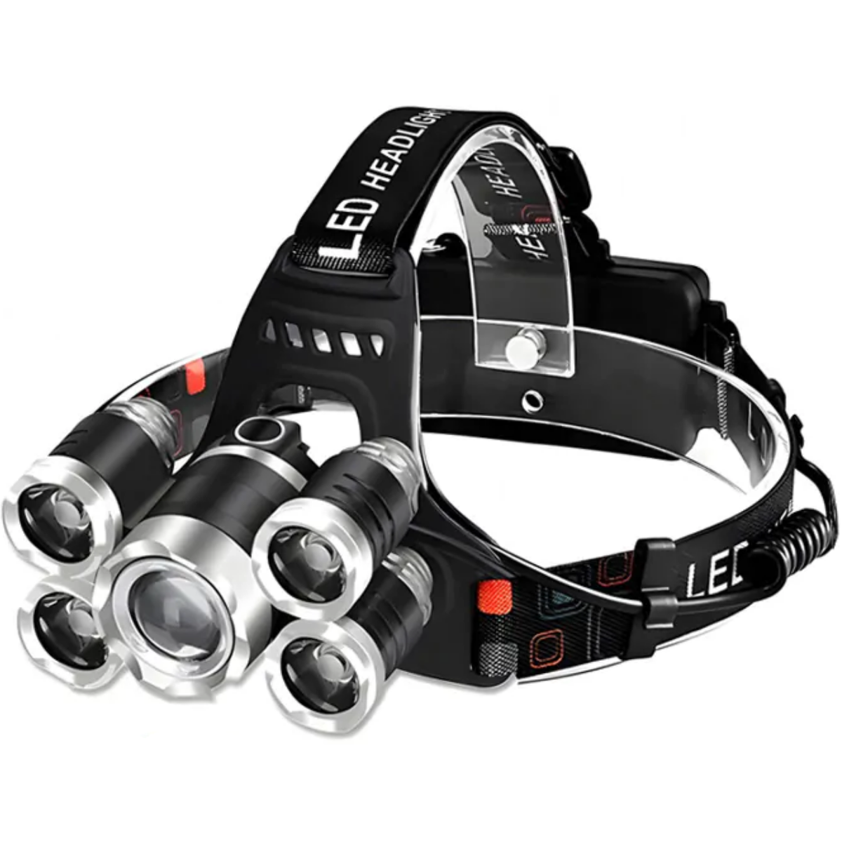 LED čelna lampa s 5 dioda - crna KP41566
