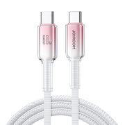 Kabel za punjenje Joyroom Crystal - Clear Series S - A42 USB - C / USB - C 60W - Bijela / Ružičasta / 1.2m KP41448
