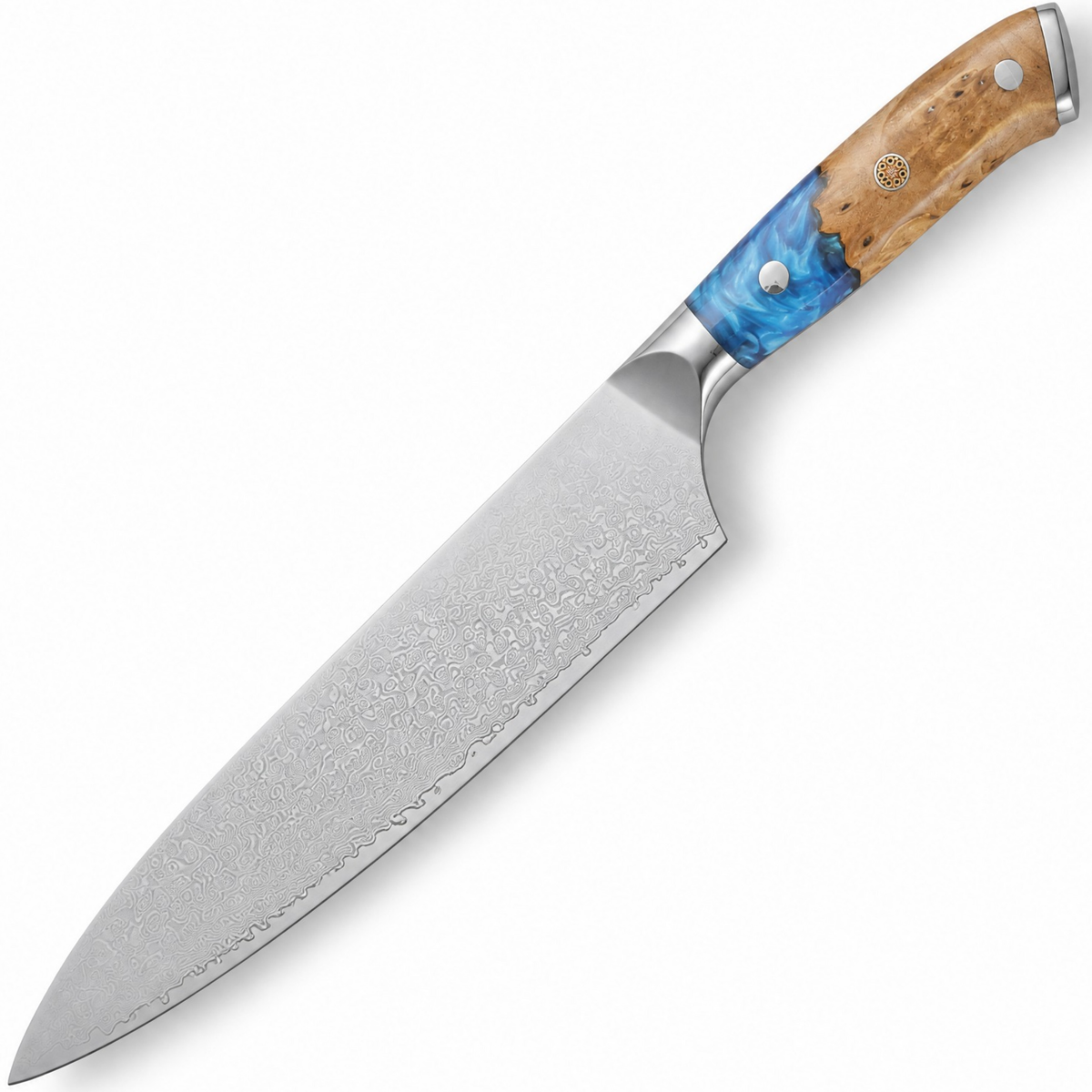 Damaščanski kuhinjski nož ZI-42076 - Chef / Plava / Smeđa KP42076