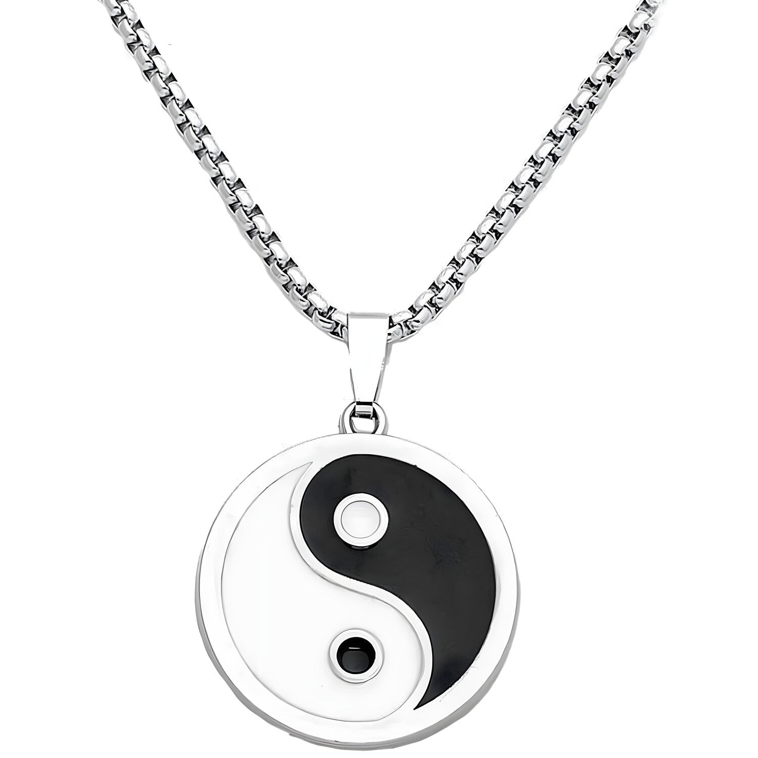 Ogrlica EA-33478 Yin Yang - Bijela / Crna KP33478