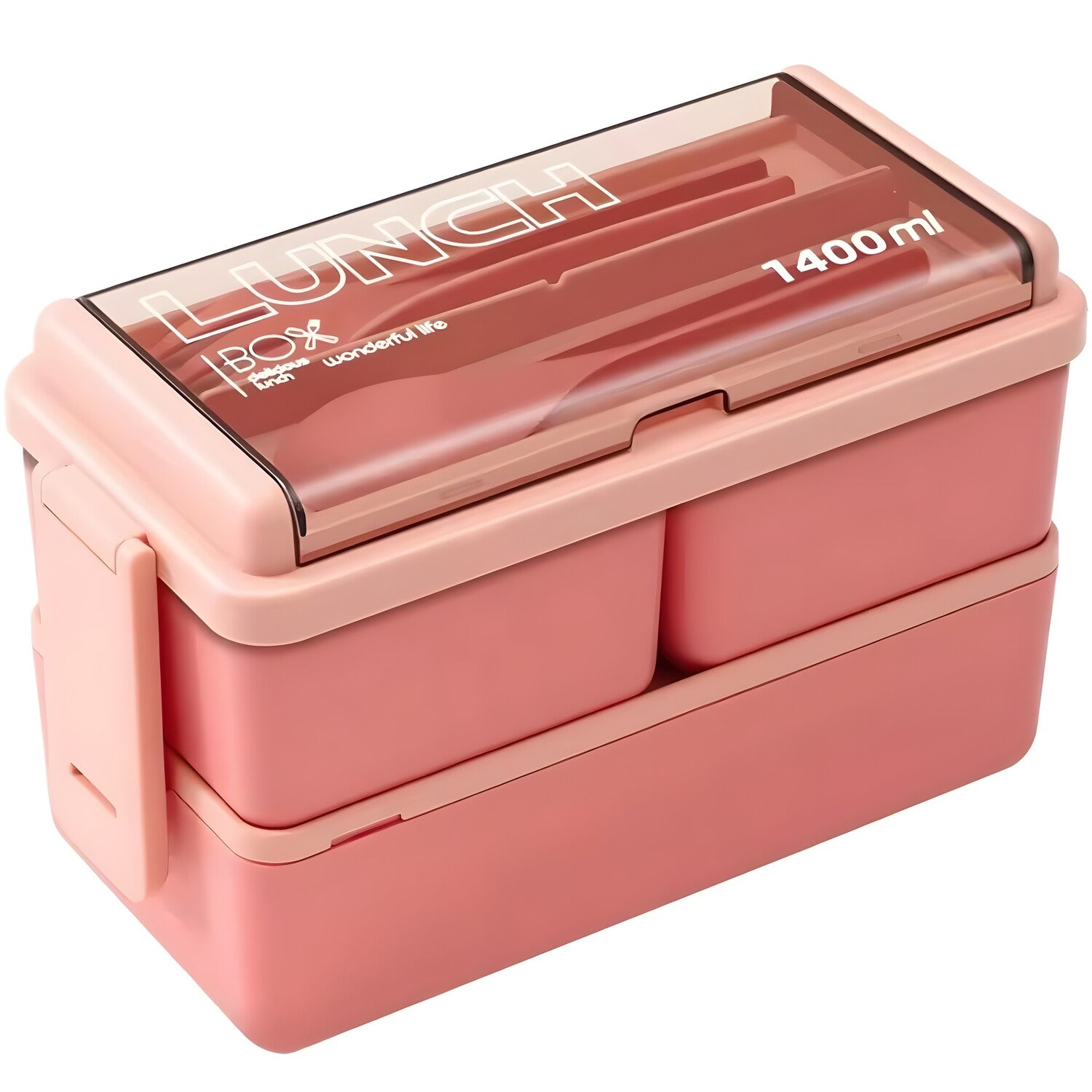 Dvodijelni lunchbox, posuda za hranu - Roza / 1400ml KP38299