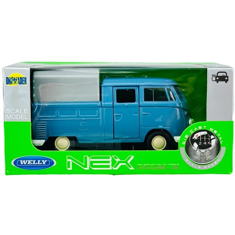 VW T1 double cabin pickup blue 1:34