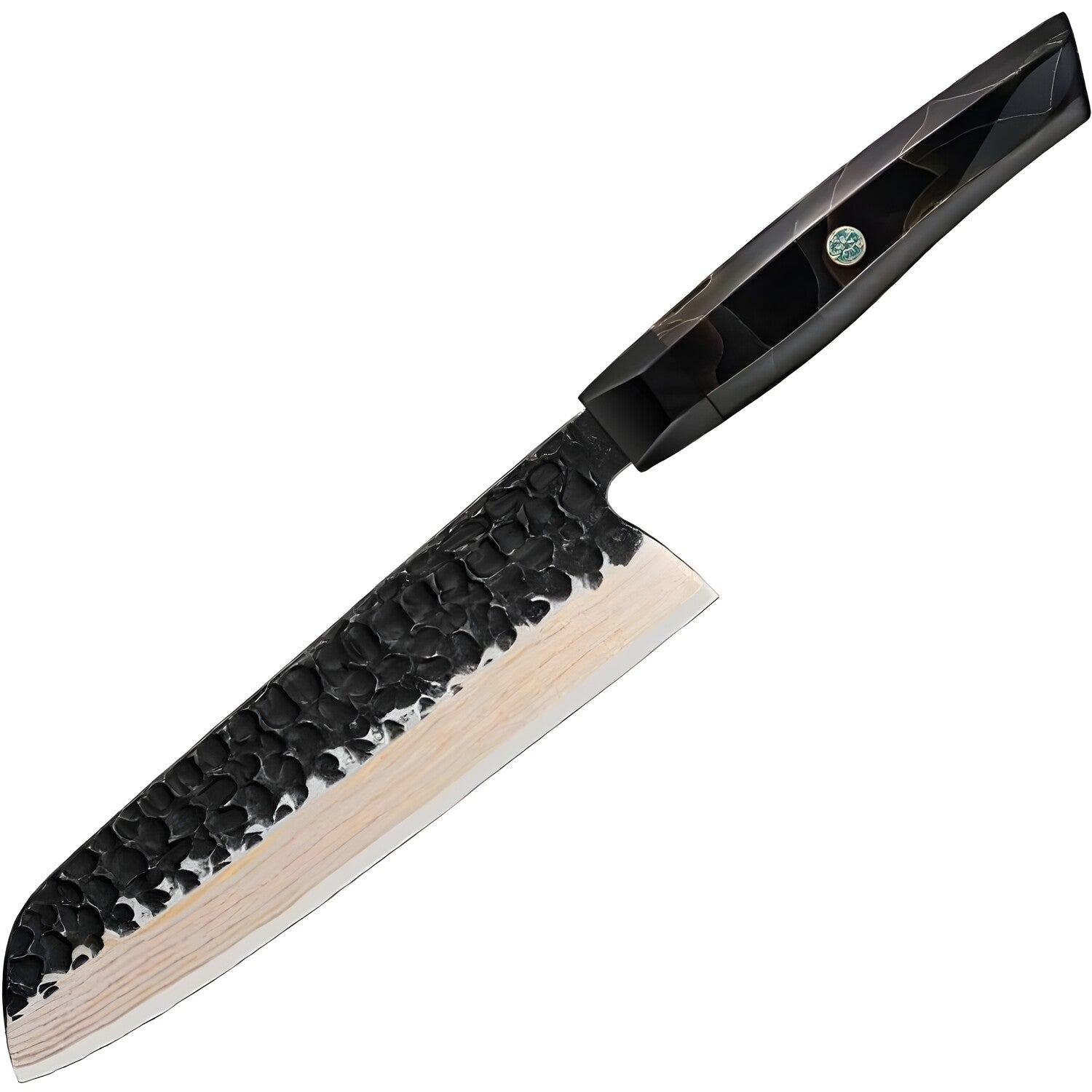 Damasku kuhinjski nož ZA-37581 - Santoku / Crna / Smeđa KP37581