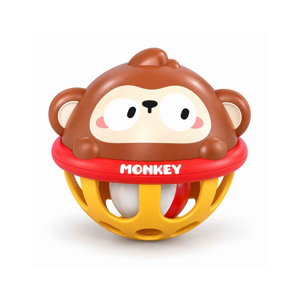 Baby senzorna zvečka Animal loptica 10 cm – 5 modela Majmun