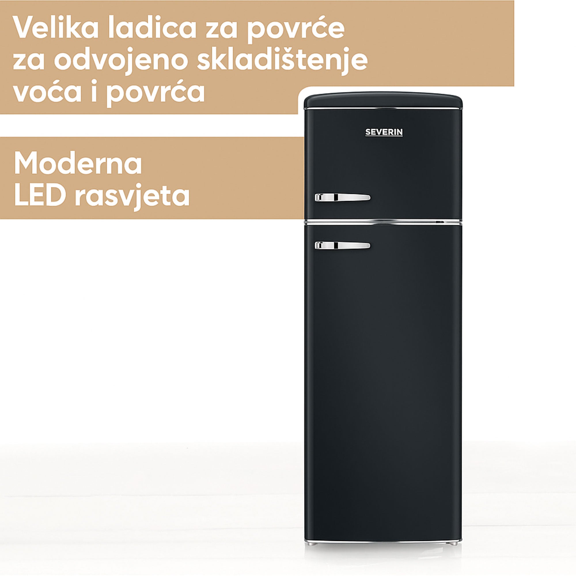 Severin Retro samostojeći hladnjak, crni, 246 L, RKG 8984