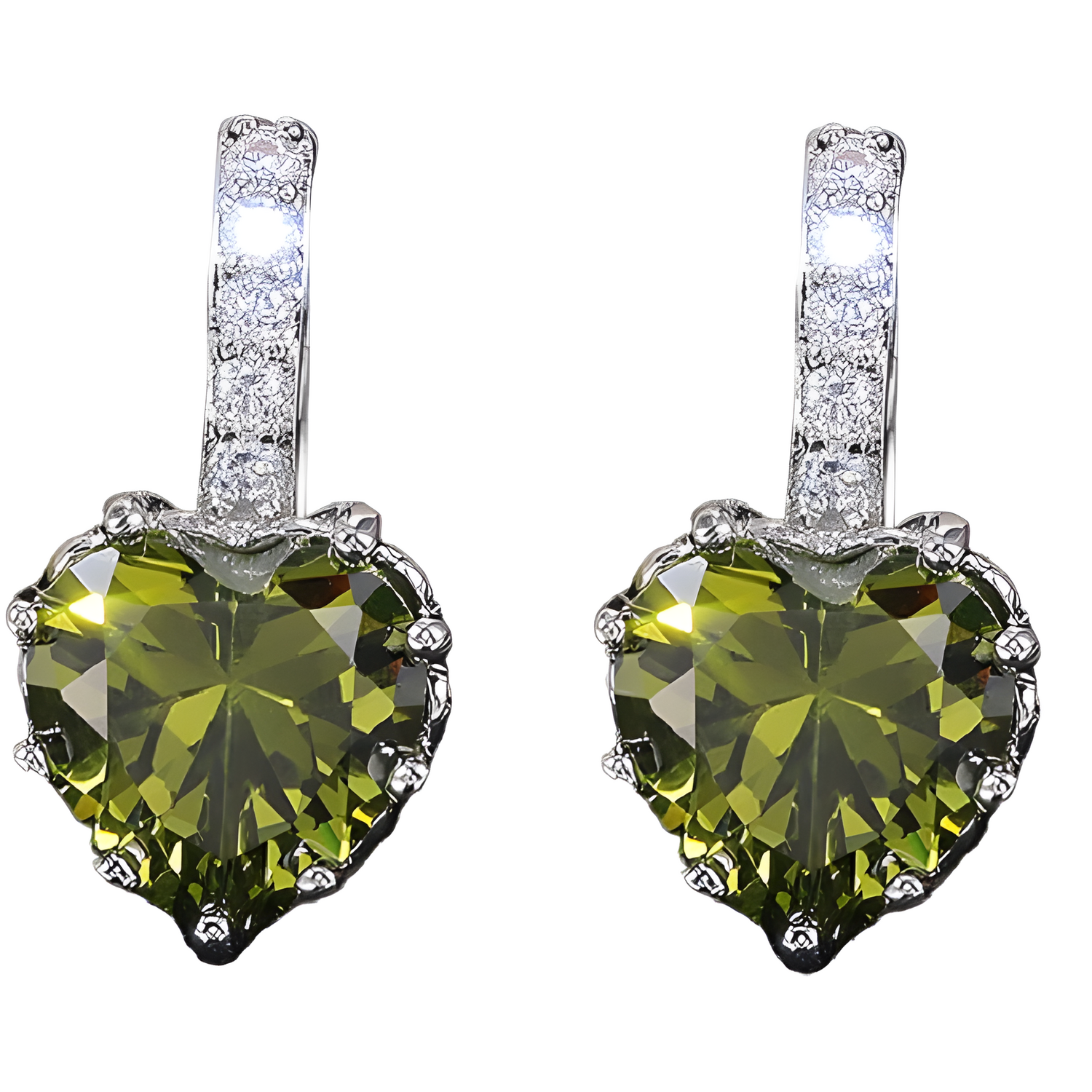 Naušnice Silver Heart - Svijetlo Zelena KP25920