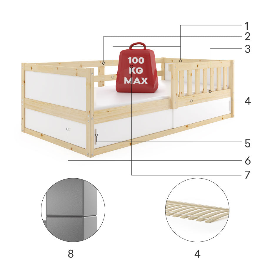 Krevet BMS Smart 2 sa spremištem 160x80 cm PINE