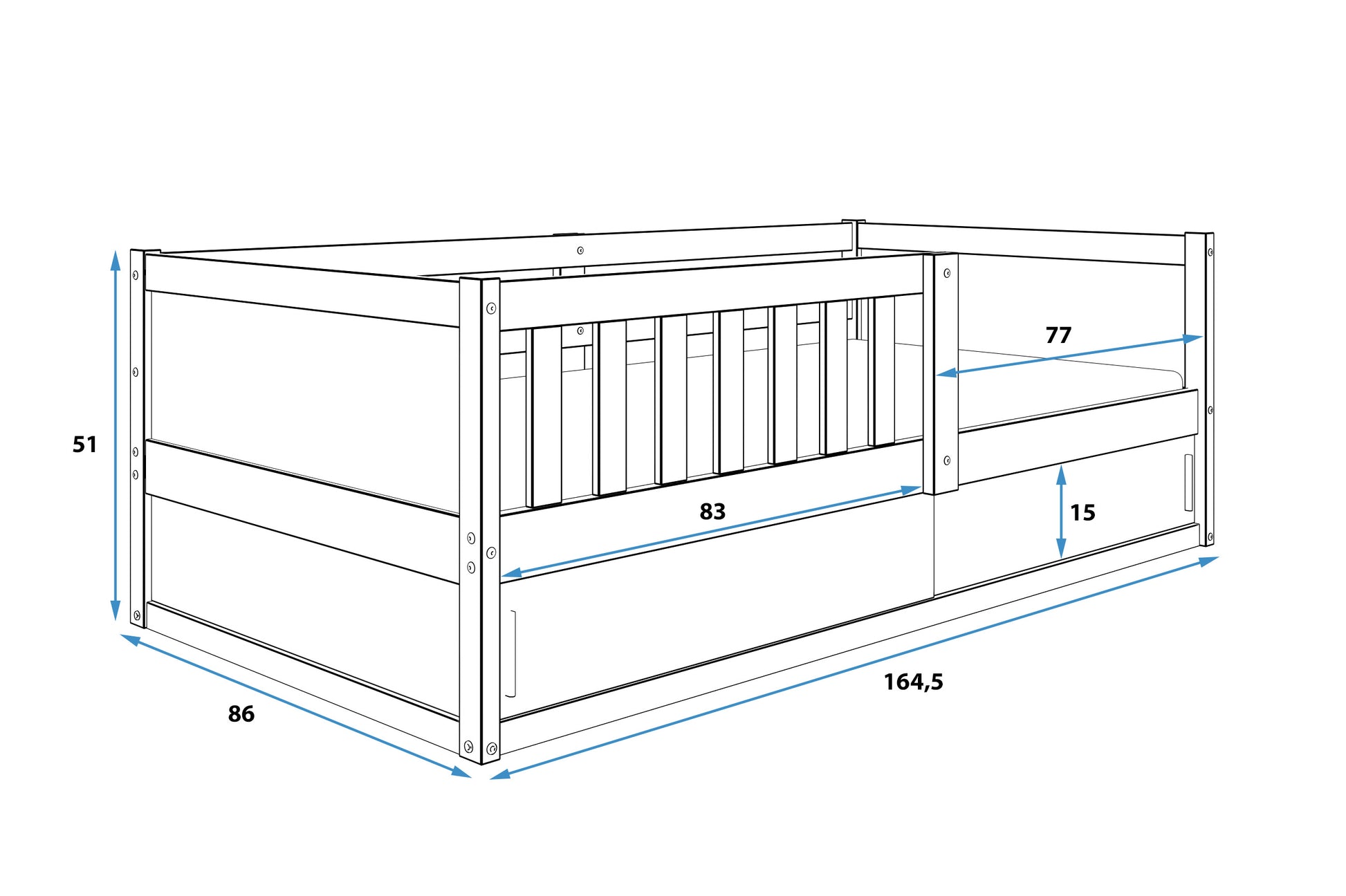 Krevet BMS Smart 2 sa spremištem 160x80 cm PINE