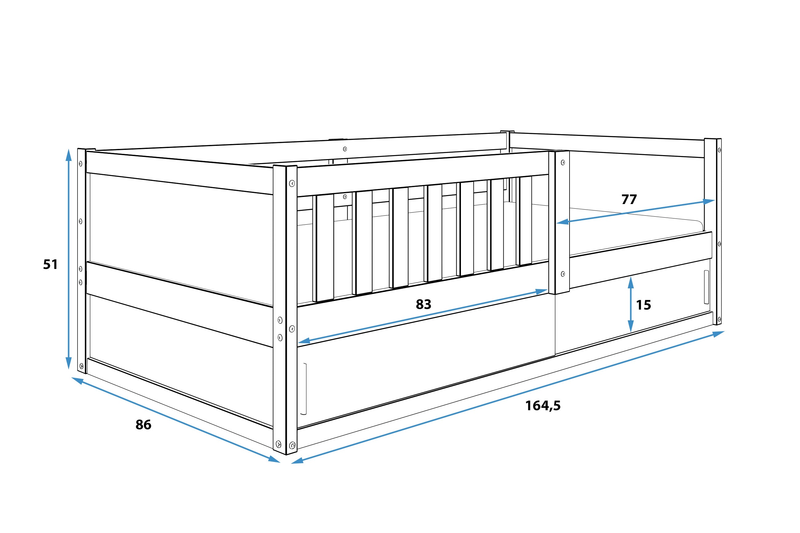 Krevet BMS Smart 2 sa spremištem 160x80 cm PINE
