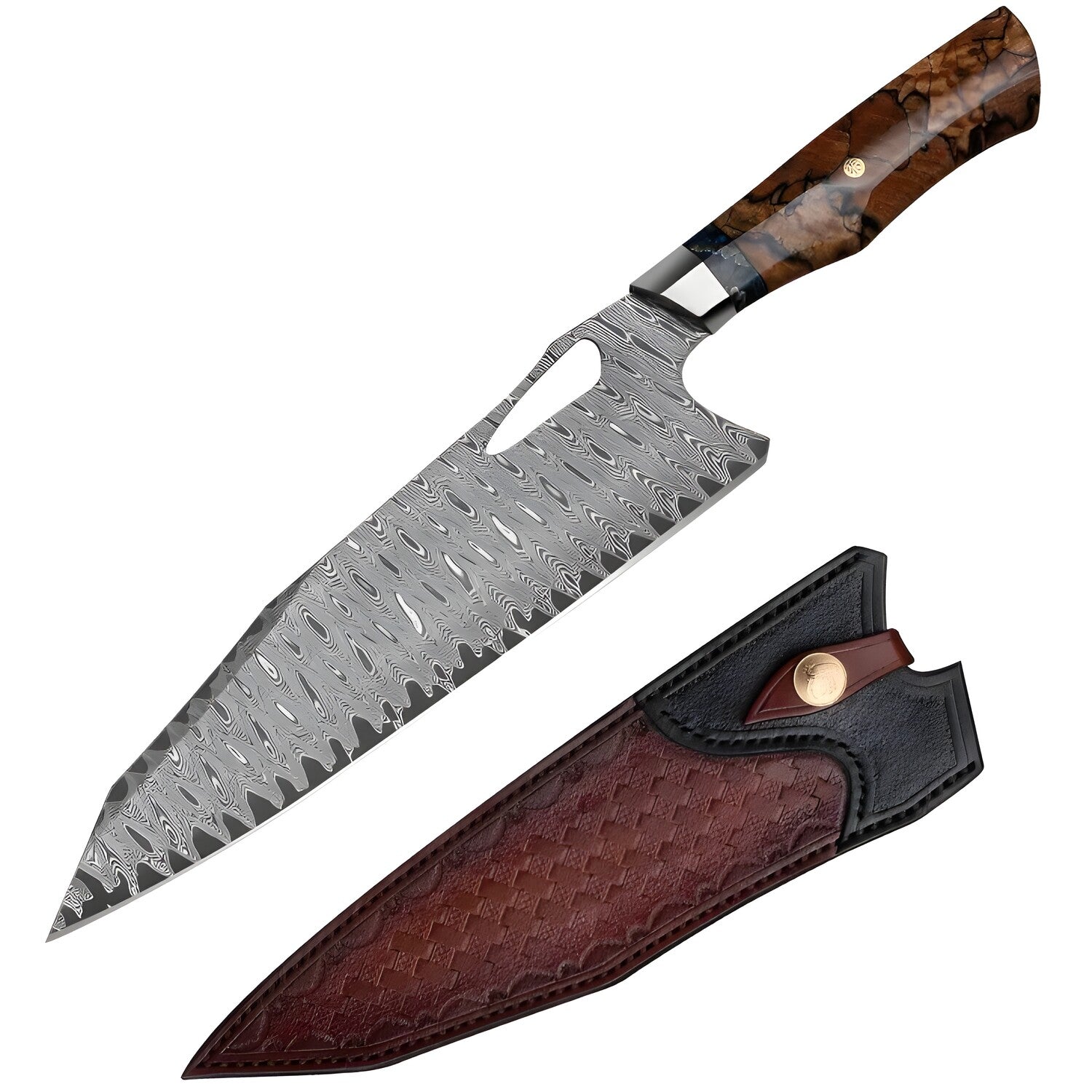 Damaskasti kuhinjski nož HARAHU TA-26679 - Smeđa KP26679