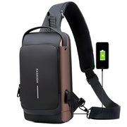 Torba preko ramena s USB punjenjem protiv krađe - Crna / Smeđa KP25261
