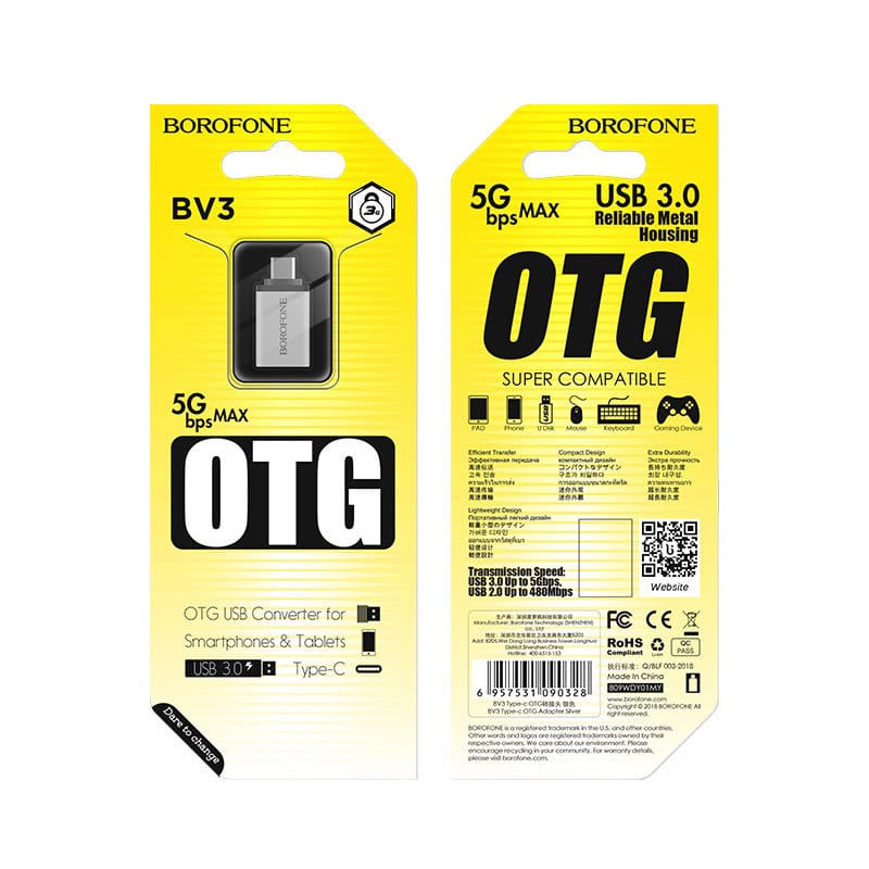 BOROFONE ADAPTER BV3 OTG - USB V TYPE C