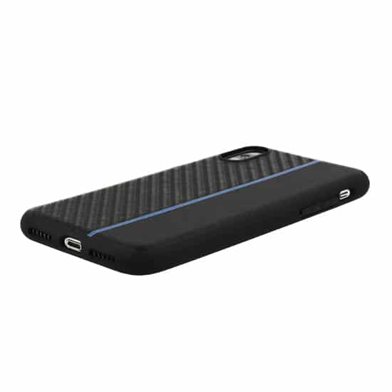 MOTO CARBON MASKA ZA SAMSUNG GALAXY A6 2018 ČRNA Z MODRIM TRAKOM