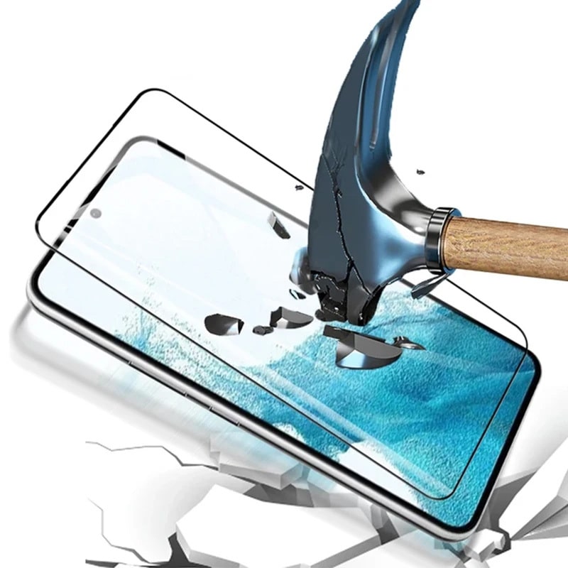 FULL GLUE 6D KALJENO STAKLO ZA SAMSUNG GALAXY S22/S23 BLACK (SA OTKLJUČAVANJEM OTISKOM PRSTIJU)