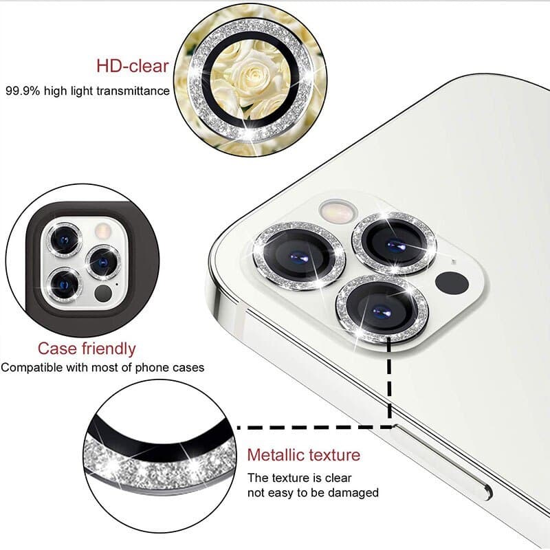 KALJENO STEKLO HARD DIAMOND ZA KAMERO (LEČO) ZA IPHONE 15 PRO/15 PRO MAX BLACK (LEČA 3 KOS)