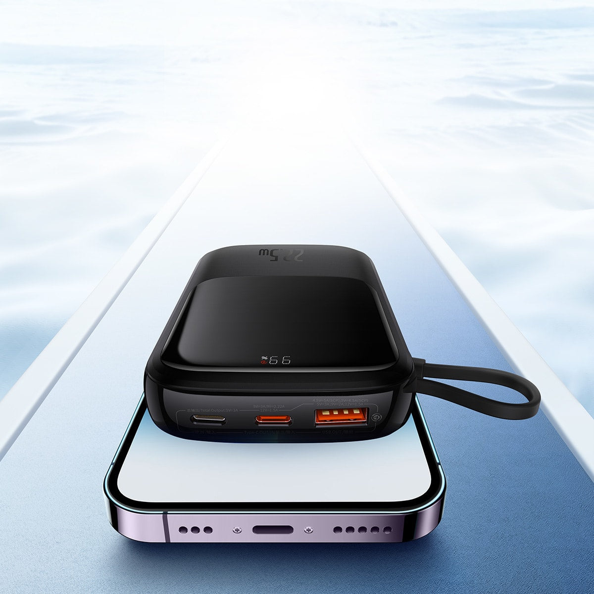 BASEUS POWER BANK 10000MAH QPOW PRO - USB + TYPE C - PD 22.5W S KABLOM TYPE C (PPQD060101) ČRNI