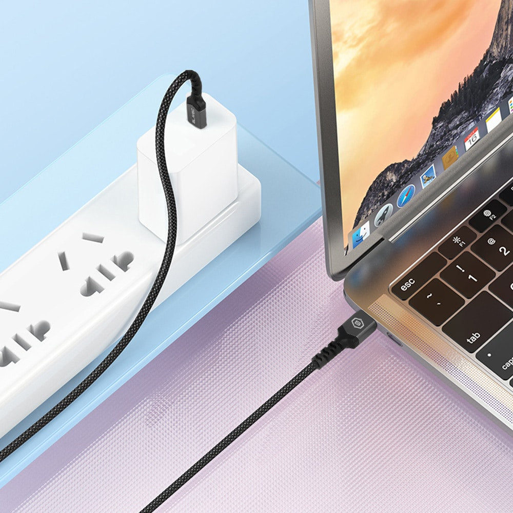 BLAVEC RAPTOR PLETENI KABEL – TIP C NA TIP C – PD 60W 3A 300 cm – črn