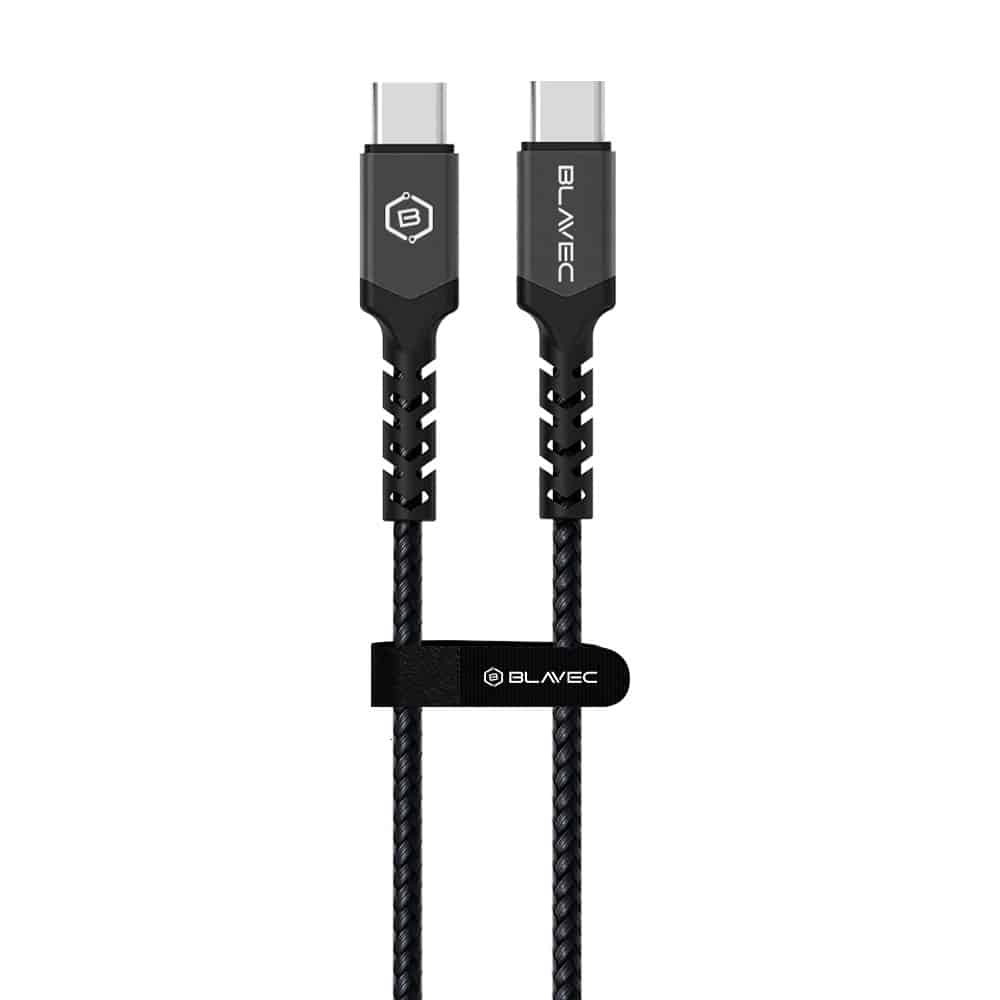 BLAVEC RAPTOR PLETENI KABEL – TIP C NA TIP C – PD 60W 3A 50 cm – črn