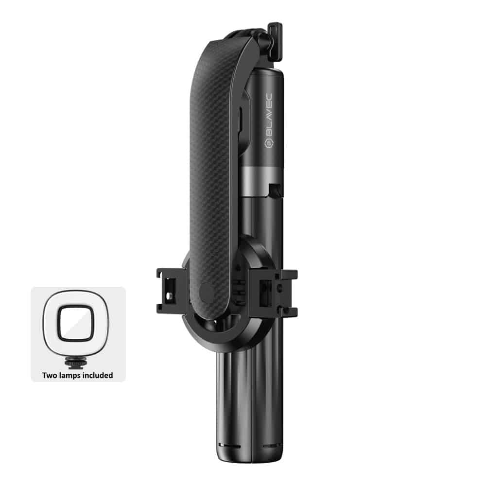 Blavec Selfie Stick Aluminium Fusion P07 Magsafe stativ + daljinski upravljalnik + 2 lučki 140 cm črn