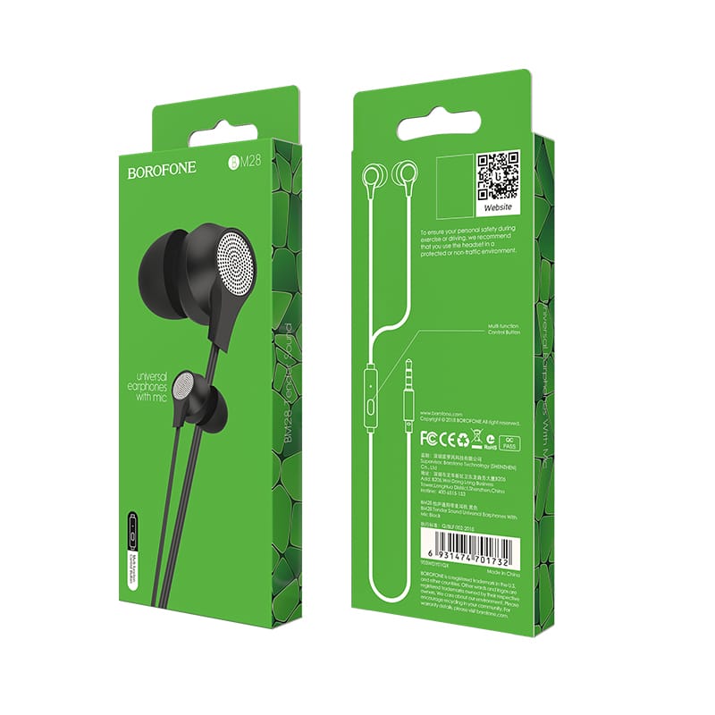 Borofone slušalke BM28 Tender Sound z mikrofonom črne