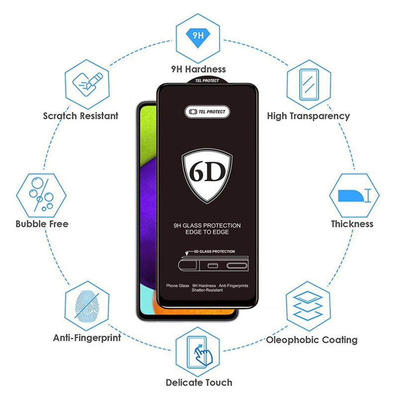 Full Glue 6D kaljeno steklo za XIAOMI REDMI NOTE 14 črno