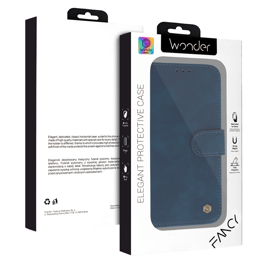 Preklopna torbica Wonder Fancy za Xiaomi Redmi Note 14 5G, temno modra