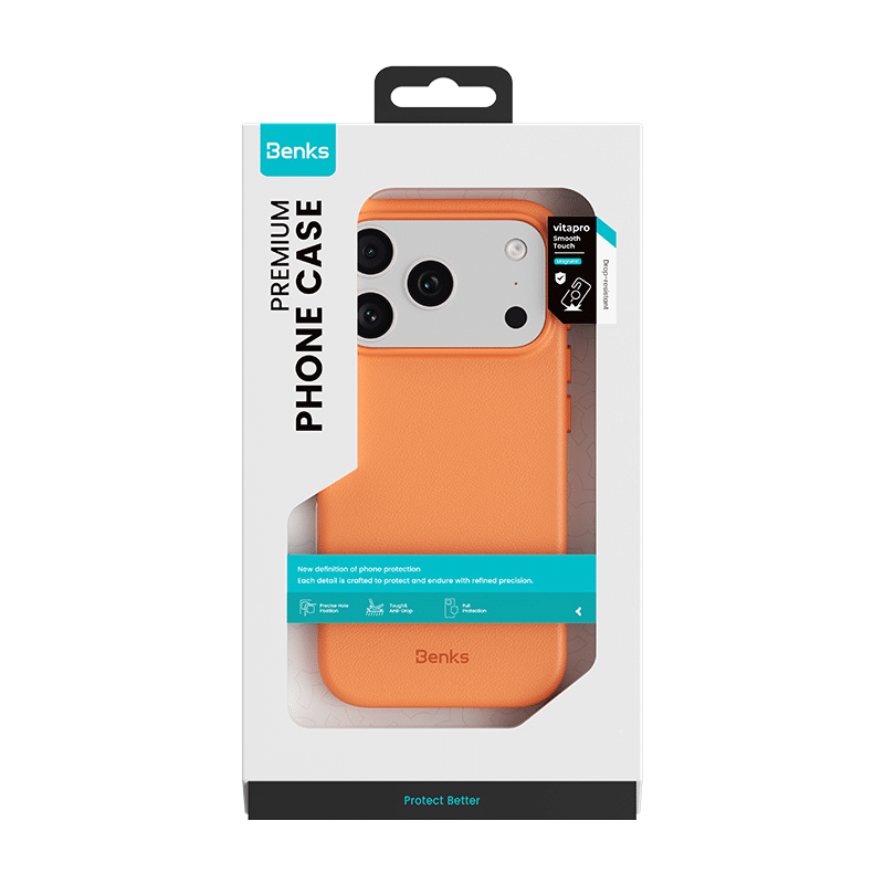Benks Magnetic Vita Pro silikonska maskica za iPhone 17 Pro narančasta (gumb za upravljanje kamerom)