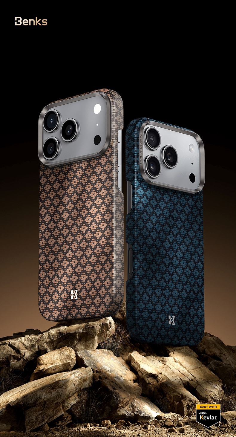 Benks Magnetic Air Armor Grid Kevlar maska ​​s metalnim okvirom 600D za iPhone 17 plava