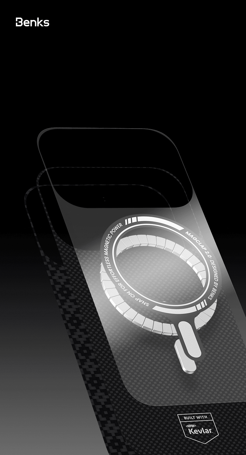 Benks Magnetic Air Armor Grid Kevlar maska ​​s metalnim okvirom 600D za iPhone 17 crna