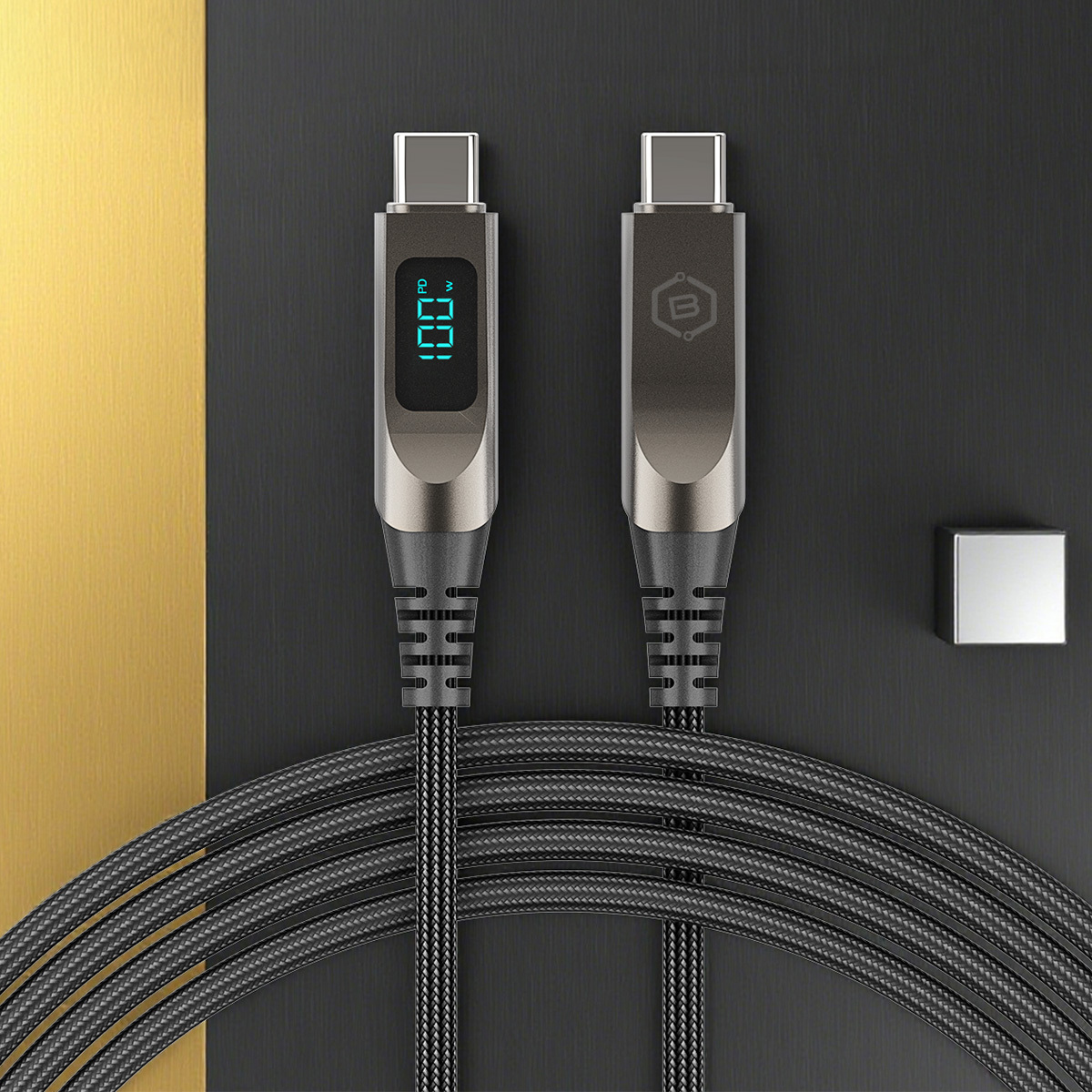 Blavec Kabel Lumix - Tip C na Tip C - PD 100W 5A LED zaslon 120 cm Apple CarPlay/Android Auto