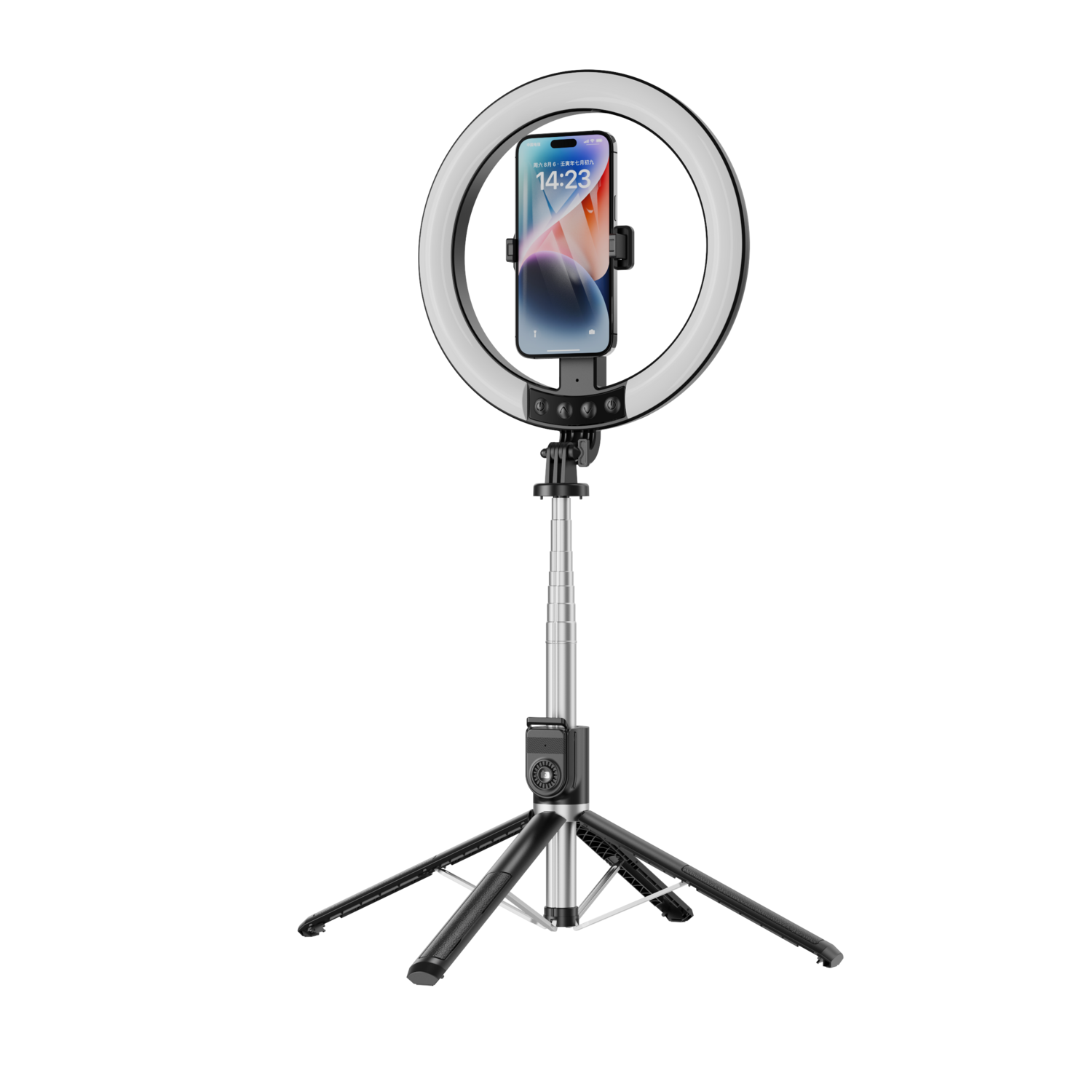 Selfie Ring Aura Blavec LED Ring 25cm + stativ + daljinski upravljač - 230 cm (RLP55-TRB23) crni