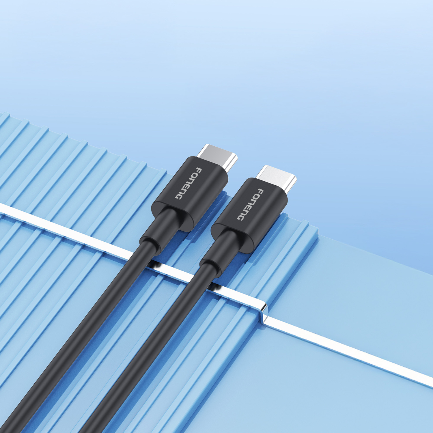 Stenski polnilec Foneng GaN PPS – USB + 2xType C – QC 4.0+ PD 65W s kablom Type C na Type C črn