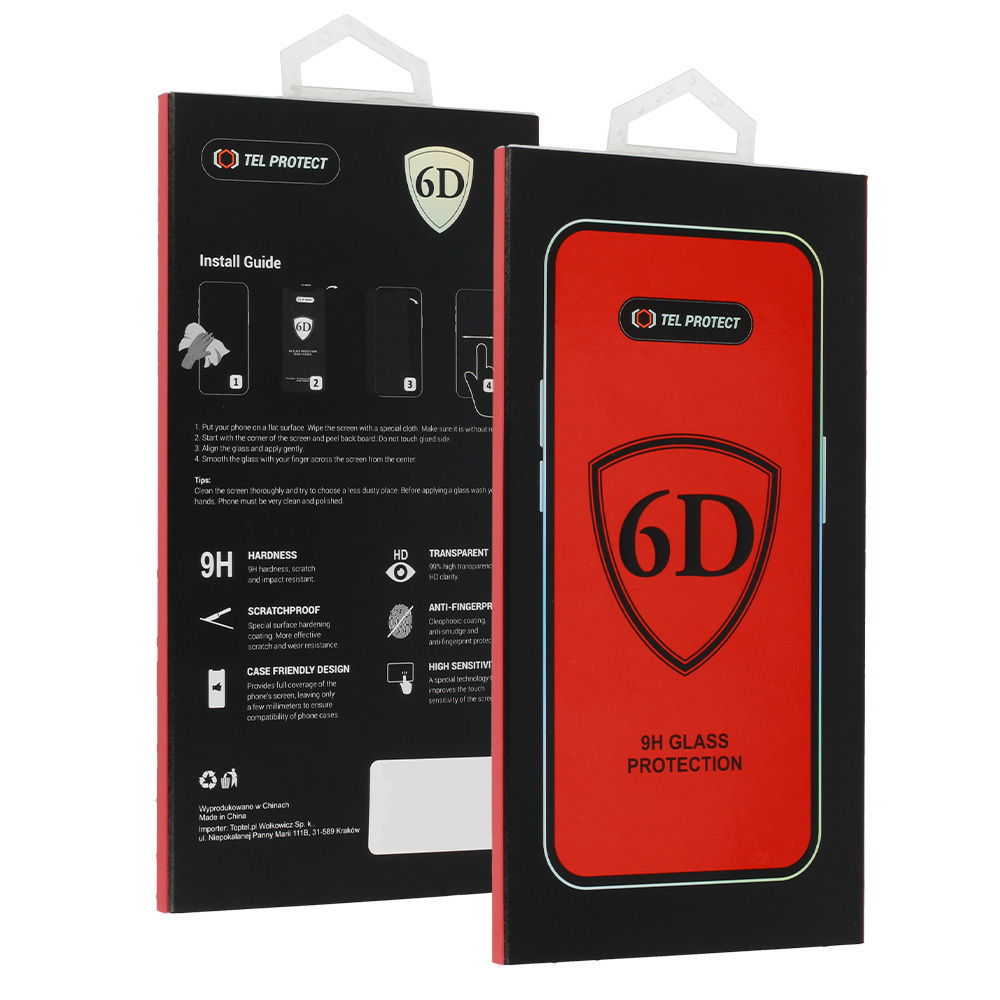 Kaljeno steklo Tel Protect Full Glue 6D za REALME 14T s črnim robom